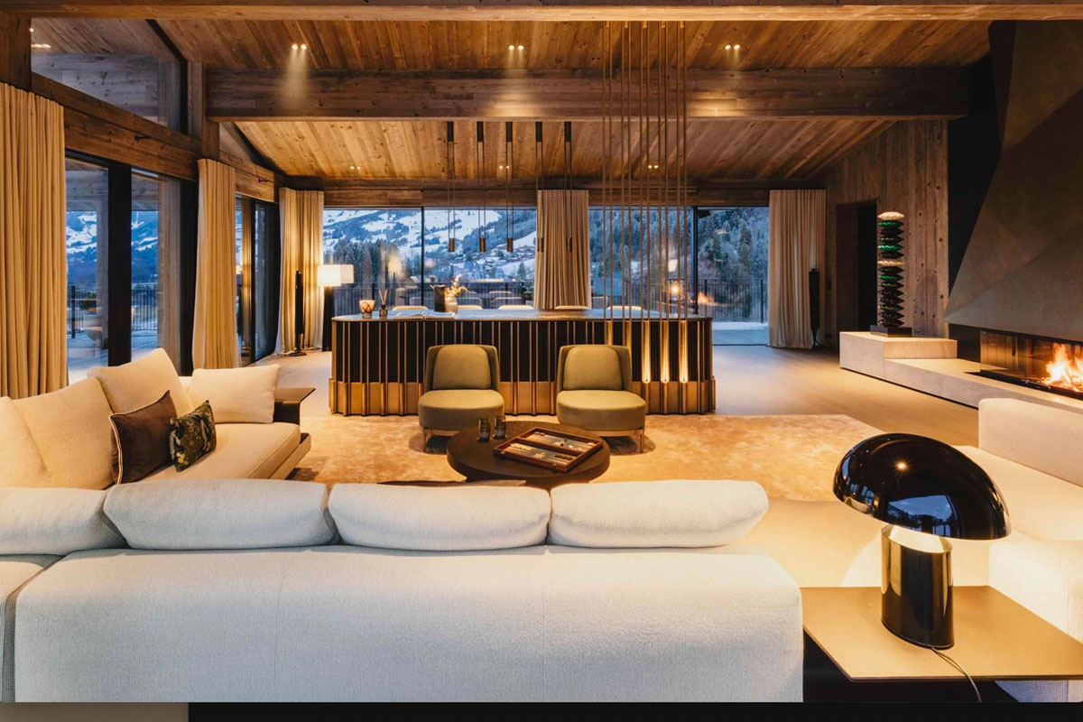 Villa Panoramafenster Bergwelt Tages- und Kunstlicht - TROPP LIGHTING DESIGN